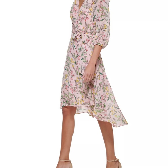 Tommy Hilfiger Printed Balloon-Sleeve Faux Wrap-Dress- NWT - Picture 3 of 4